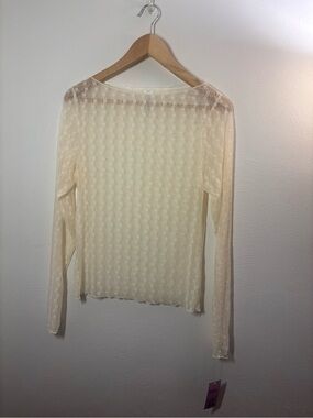Wild Fable Sheer Lace Off White Long Sleeve Top Size Large